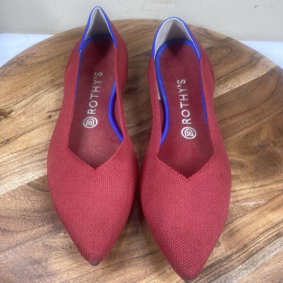 Rothys The Point Chili Red Womens Red Size 9.5 Slip On Ballet Flats Shoes - Picture 5 of 10